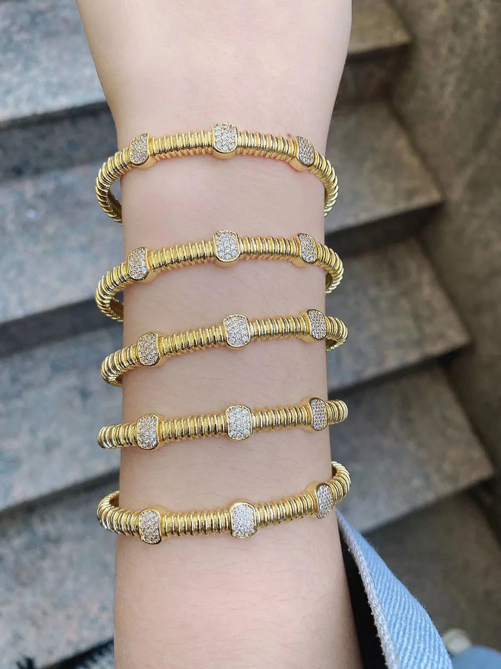 3Pcs 2021 New Arrivals Jewelry Zircon Copper Cuff Bracelet fashion Made Bracelet Women