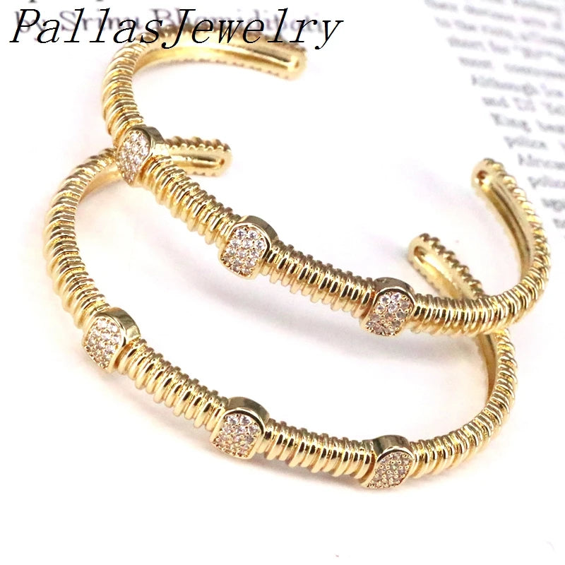 3Pcs 2021 New Arrivals Jewelry Zircon Copper Cuff Bracelet fashion Made Bracelet Women