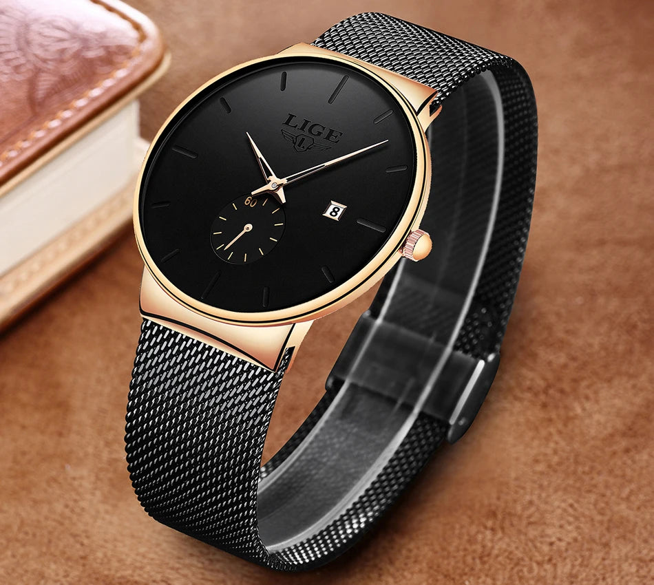 LIGE Sports Men Watch Top Brand Luxury Quartz Clock Famous Dress Fashion Watches Male Unisex Ultra Thin Wrist watch Para Hombre