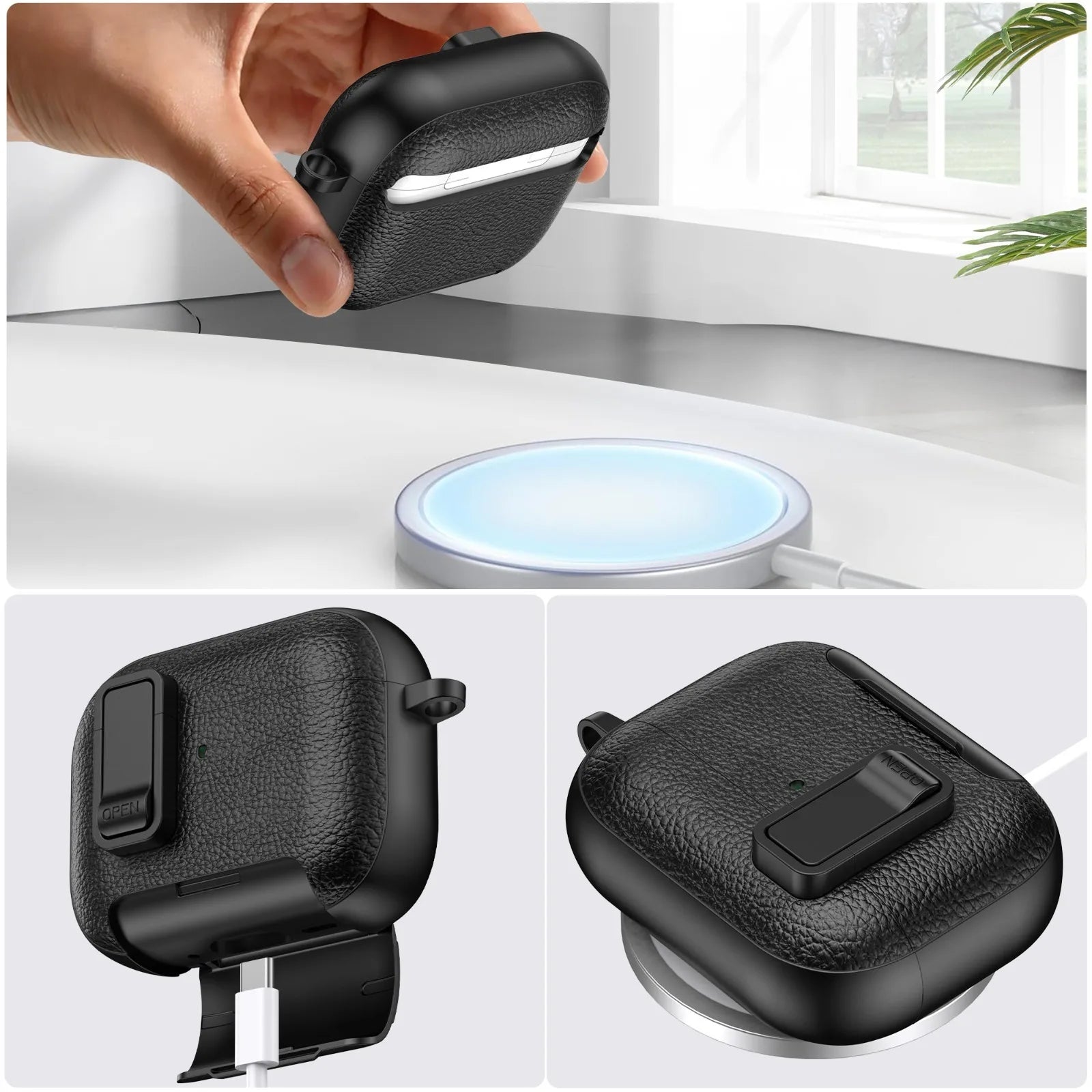 Phone Holder cortex Case For AirPods Pro 3 Bluetooth headset Cover For AirPods Pro 2 or AirPods 1 2 3 4 Pro Case With Hook