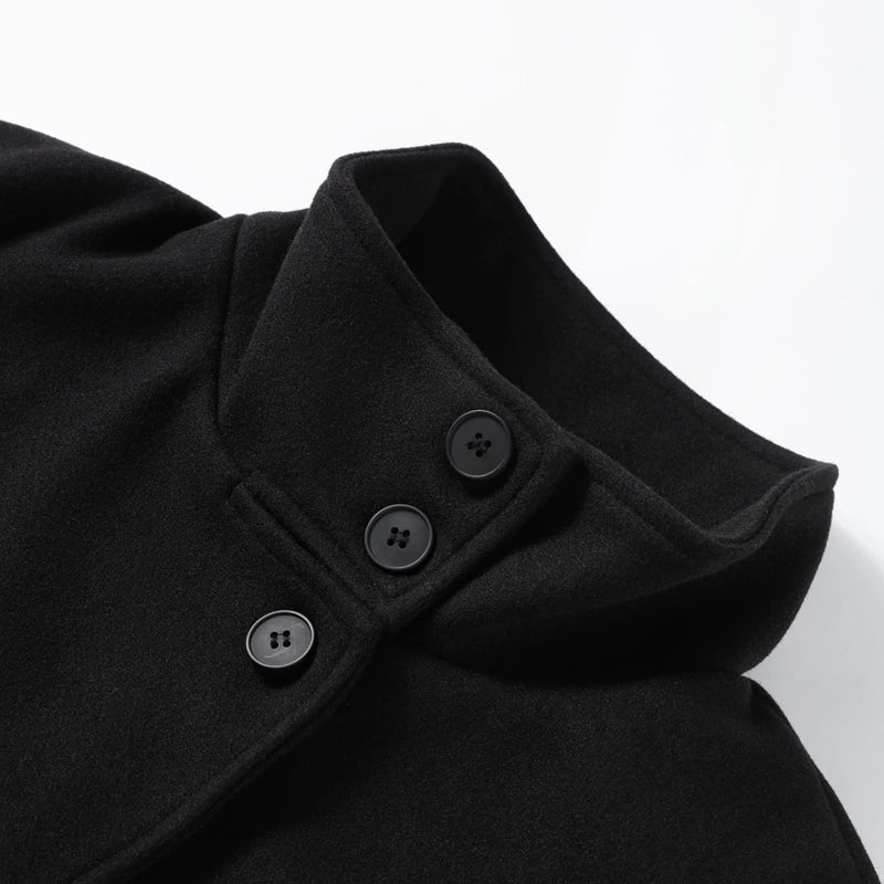 Fashion Short Woolen Coat For Women Stand Collar Full Sleeve Loose Zipper Jacket Female 2025 Spring Autumn Solid Lady Outwear