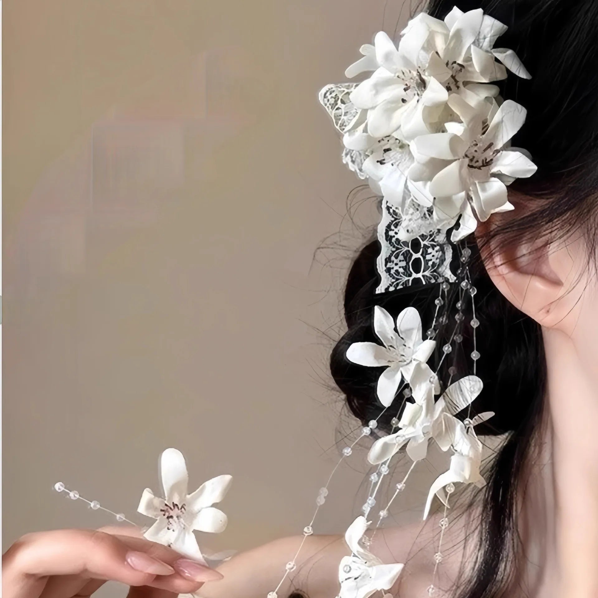 Lily Flower Grasp Clip Fresh Sweet Beach Flowers Claw Barrettes Acetic Acid Hair Clip Hair Commuter Side Hair Accessories