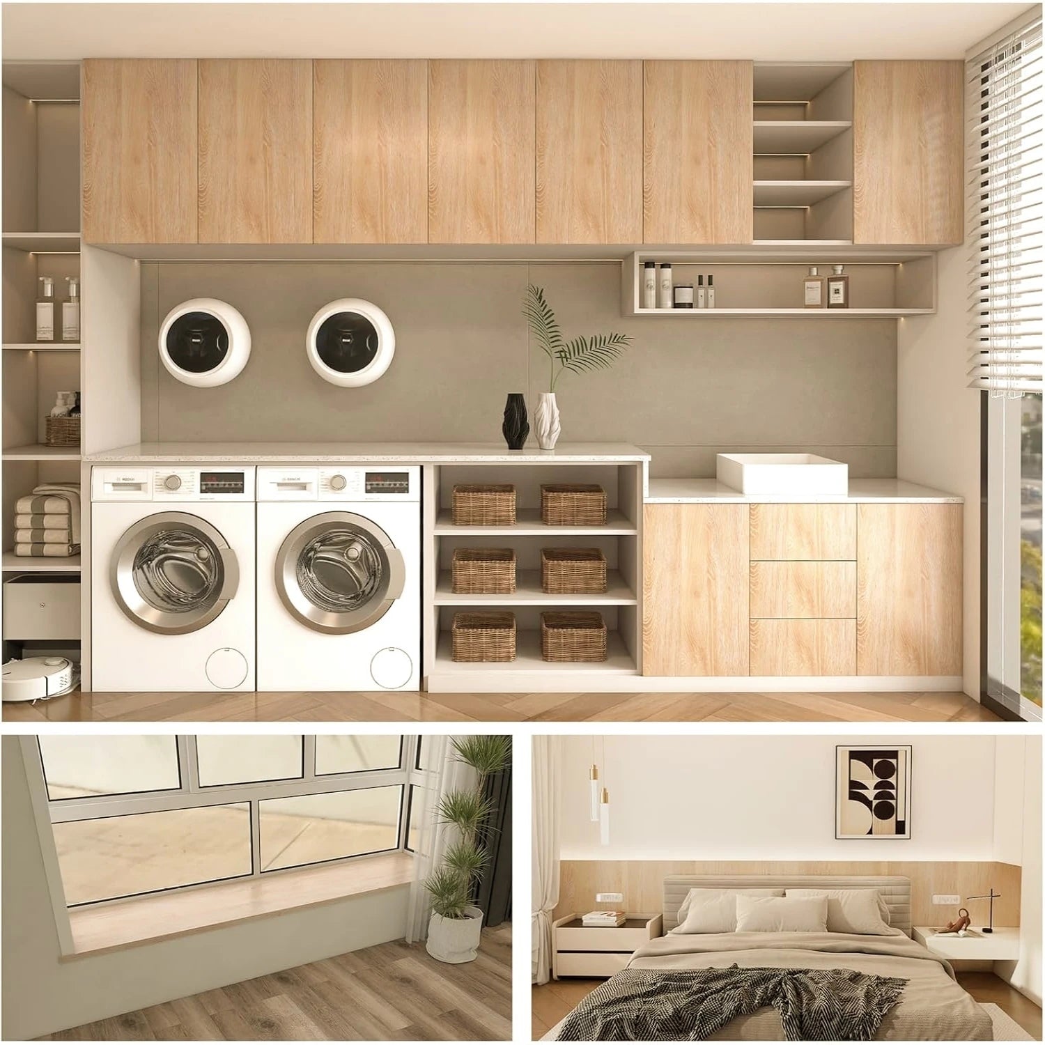55cm Wide Self Adhesive Wood Grain Vinyl Wallpaper - Waterproof Home Decor Stickers for Door Wardrobe Cupboard Table Furniture