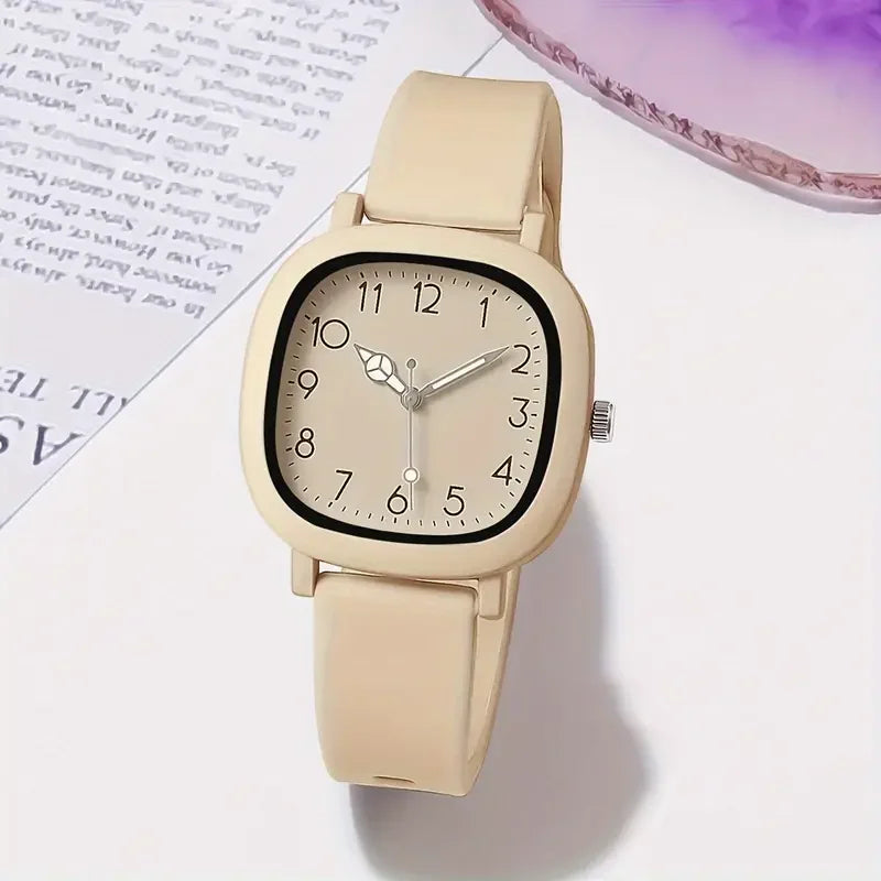 1/10PCS Fashion Square Women Watches Casual Silicone Band Quartz Wristwatch for Girls Clock Reloj Mujer(Without Box)
