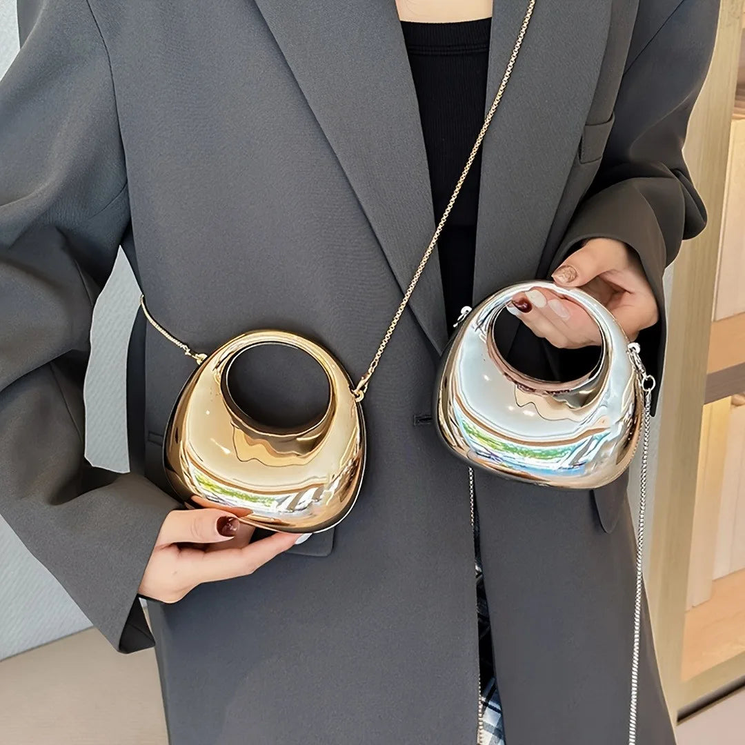 Mini Golden Evening Bag Purses and Handbags Luxury Designer Shoulder Bags Funny Shape Party Wedding Acrylic Shiny Clutch Purse