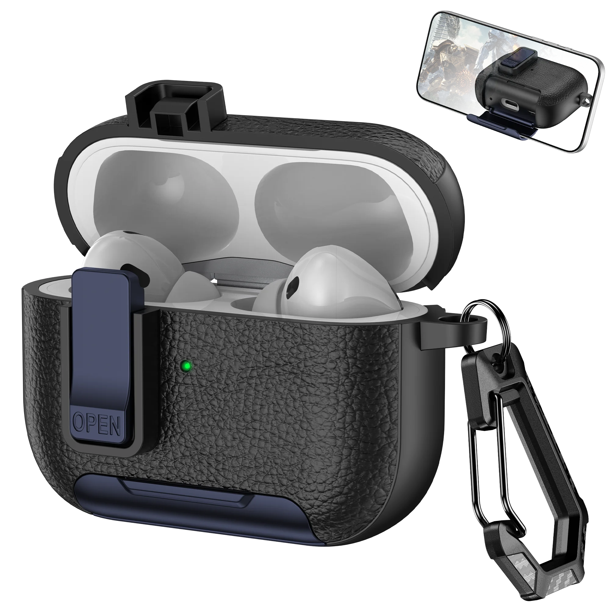Phone Holder cortex Case For AirPods Pro 3 Bluetooth headset Cover For AirPods Pro 2 or AirPods 1 2 3 4 Pro Case With Hook