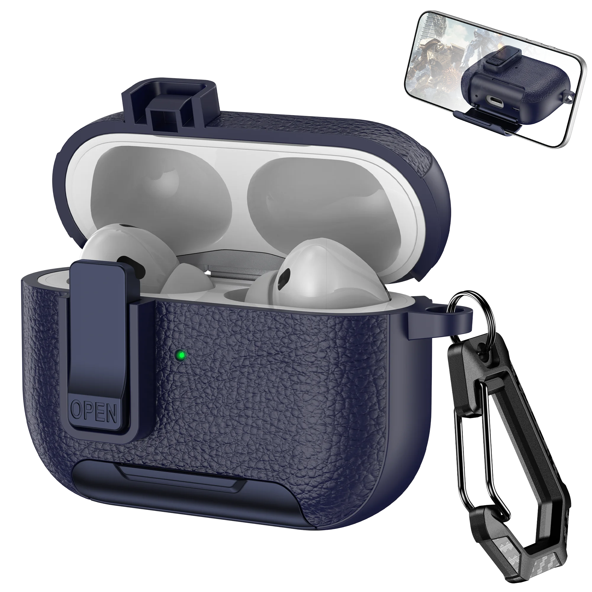 Phone Holder cortex Case For AirPods Pro 3 Bluetooth headset Cover For AirPods Pro 2 or AirPods 1 2 3 4 Pro Case With Hook