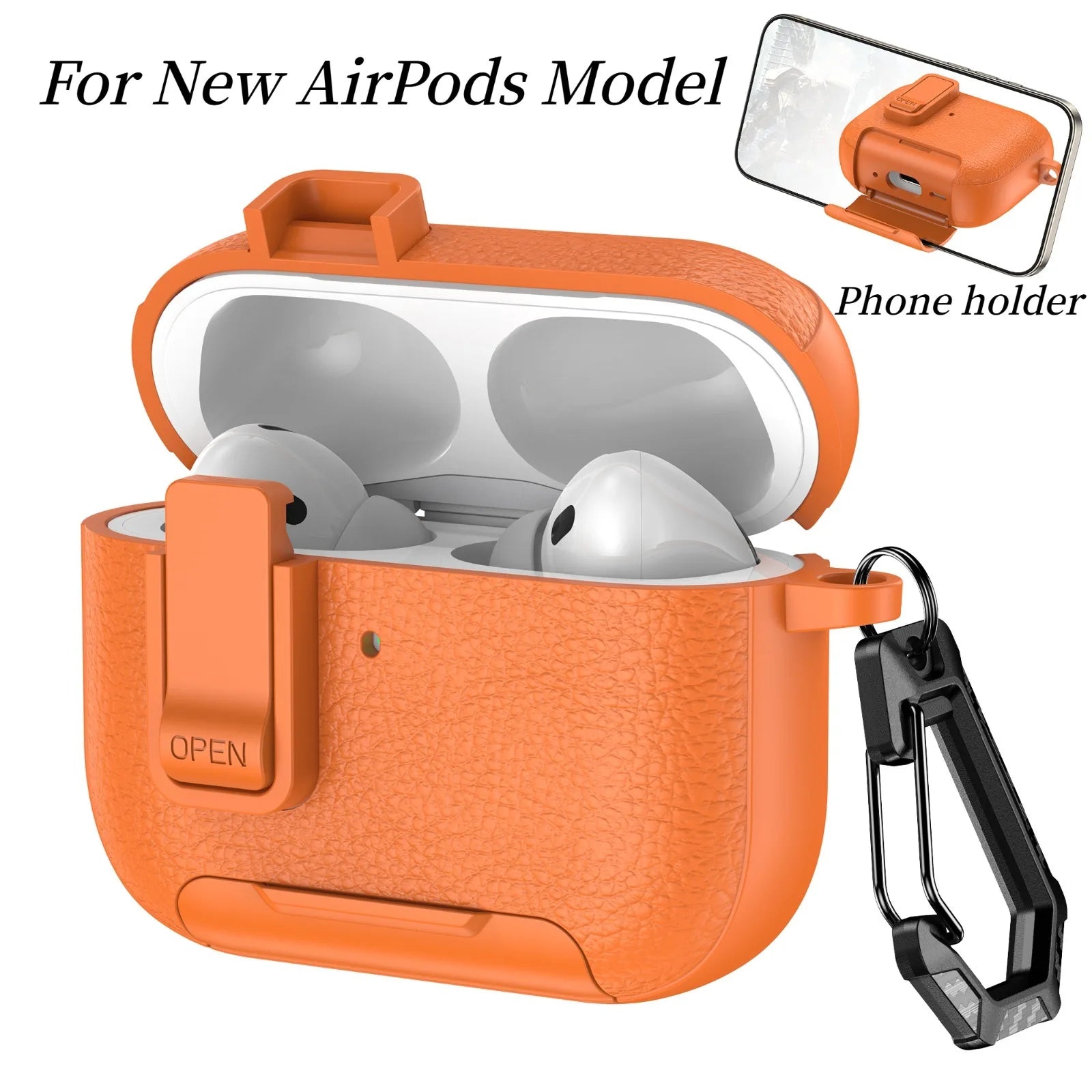 Phone Holder cortex Case For AirPods Pro 3 Bluetooth headset Cover For AirPods Pro 2 or AirPods 1 2 3 4 Pro Case With Hook