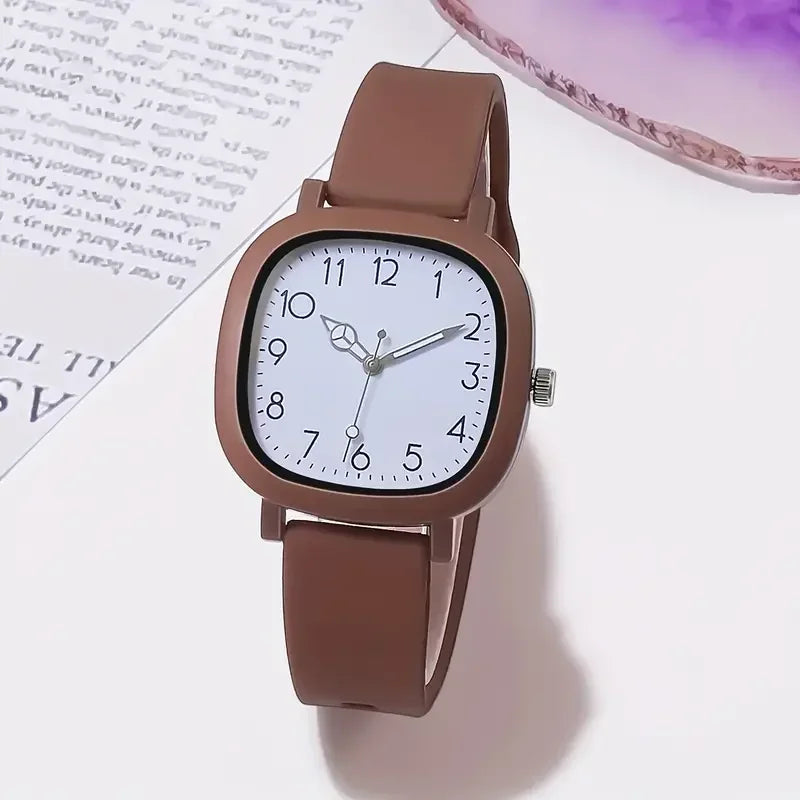1/10PCS Fashion Square Women Watches Casual Silicone Band Quartz Wristwatch for Girls Clock Reloj Mujer(Without Box)