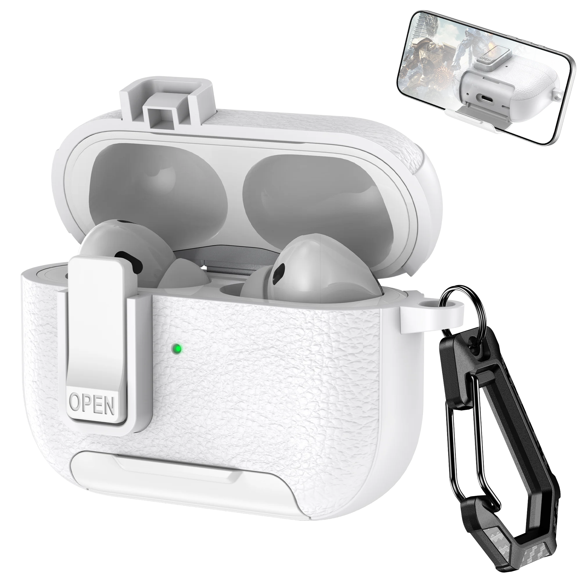 Phone Holder cortex Case For AirPods Pro 3 Bluetooth headset Cover For AirPods Pro 2 or AirPods 1 2 3 4 Pro Case With Hook