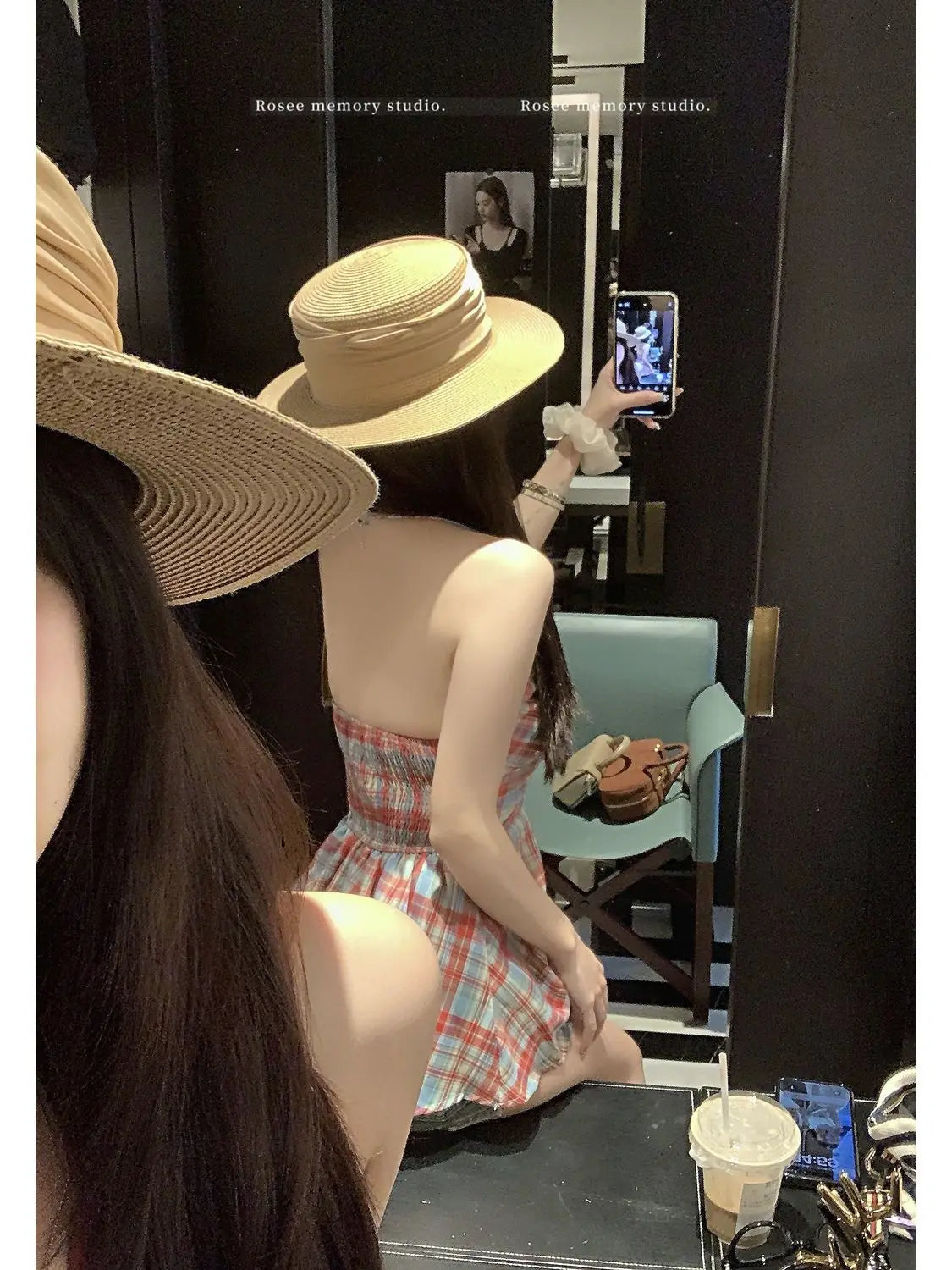 Women Plaid Bow Halter Tank Top Summer Sweet Slim Fit Sleeveless Vest Korean Style Backless Cute Girl Y2K Crop Top Casual Wear
