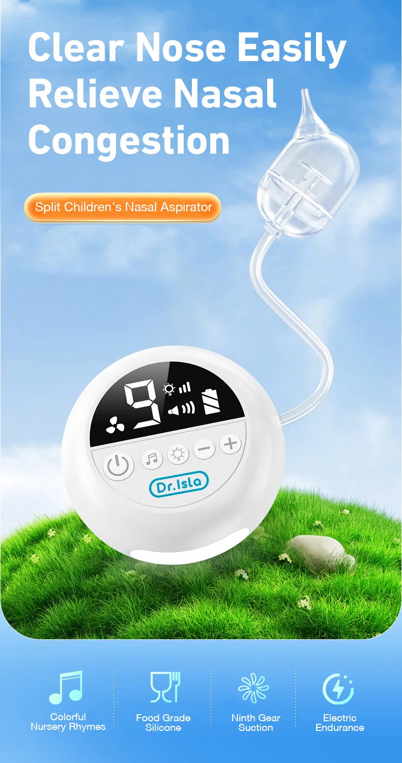 MAMIJOY Baby Nasal Aspirator Electric Nose Cleaner with Built-In Music & Night Light Rechargeable Nose Booger Sucker for Babies