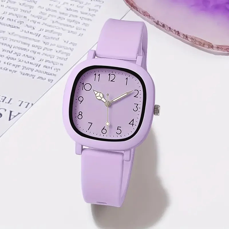 1/10PCS Fashion Square Women Watches Casual Silicone Band Quartz Wristwatch for Girls Clock Reloj Mujer(Without Box)
