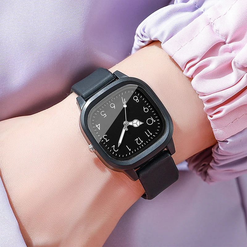 1/10PCS Fashion Square Women Watches Casual Silicone Band Quartz Wristwatch for Girls Clock Reloj Mujer(Without Box)