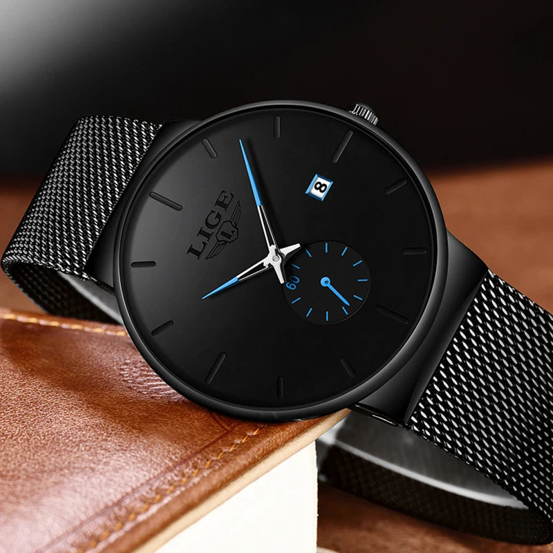 LIGE Sports Men Watch Top Brand Luxury Quartz Clock Famous Dress Fashion Watches Male Unisex Ultra Thin Wrist watch Para Hombre
