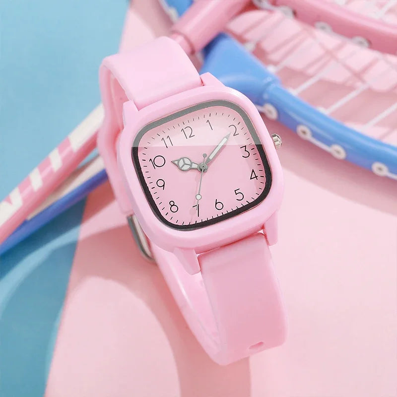1/10PCS Fashion Square Women Watches Casual Silicone Band Quartz Wristwatch for Girls Clock Reloj Mujer(Without Box)
