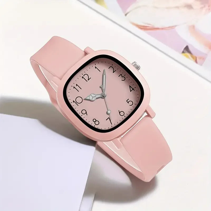 1/10PCS Fashion Square Women Watches Casual Silicone Band Quartz Wristwatch for Girls Clock Reloj Mujer(Without Box)