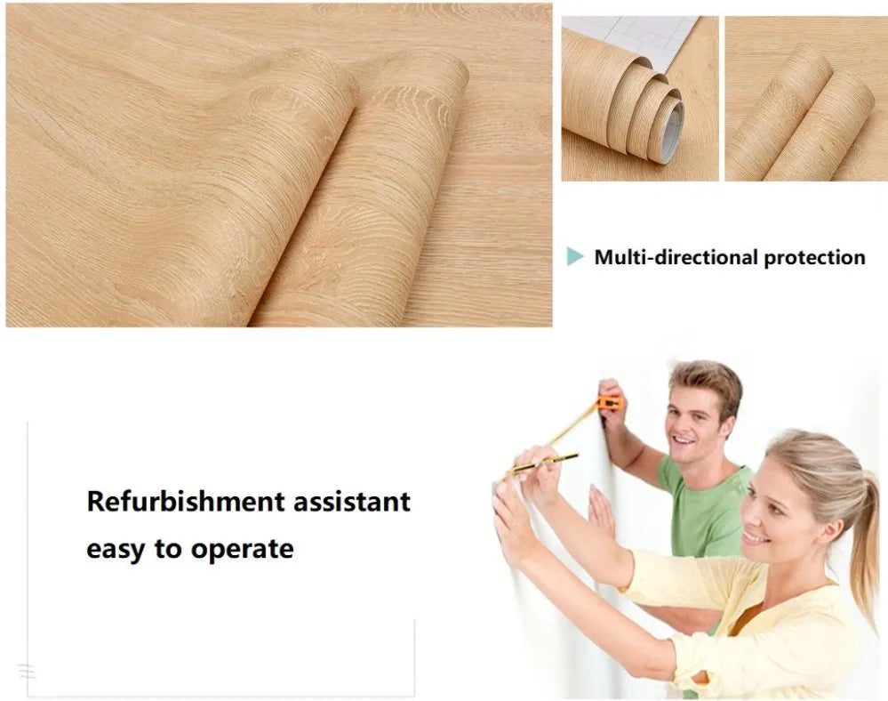 55cm Wide Self Adhesive Wood Grain Vinyl Wallpaper - Waterproof Home Decor Stickers for Door Wardrobe Cupboard Table Furniture
