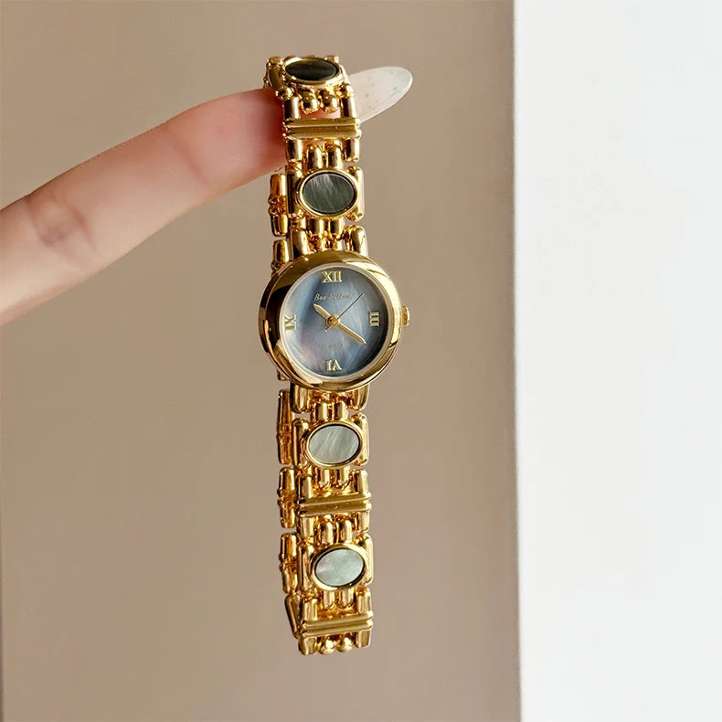 Light Luxury Women's Watches Aurora Natural Shell High Quality Bracelet Quartz Wristwatch Roman Numerals Round Dial Woman Watch