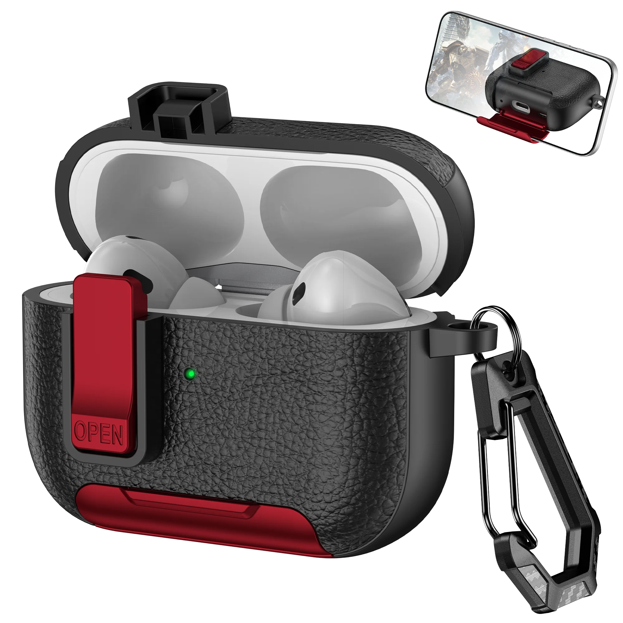 Phone Holder cortex Case For AirPods Pro 3 Bluetooth headset Cover For AirPods Pro 2 or AirPods 1 2 3 4 Pro Case With Hook