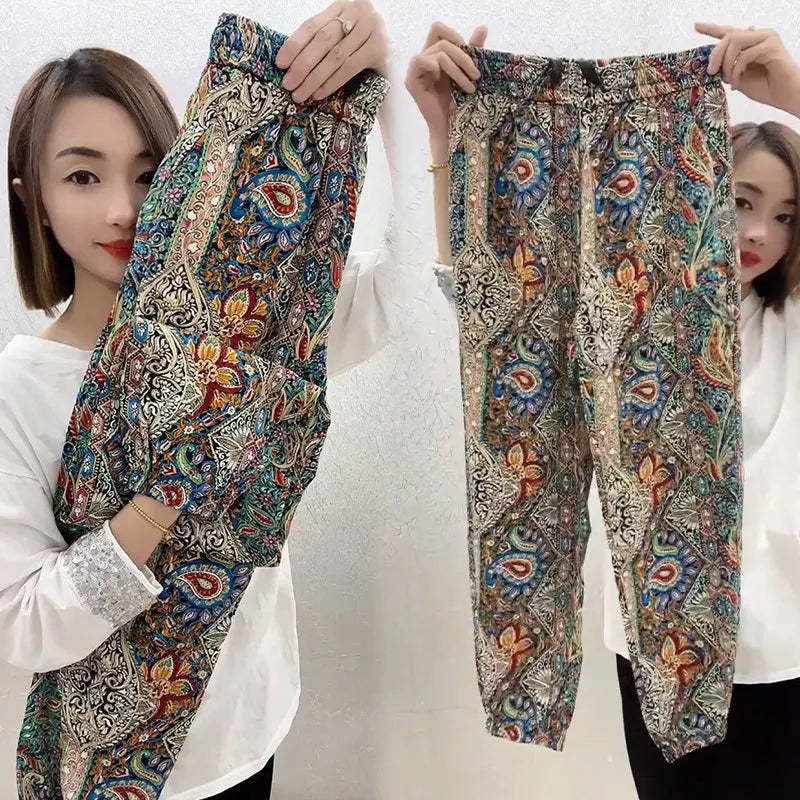 Fashion Leopard High Waist Women's Pants Vintage Casual New Y2K Female Pants Young Streetwear Hip-Hop Straight Trousers 2024