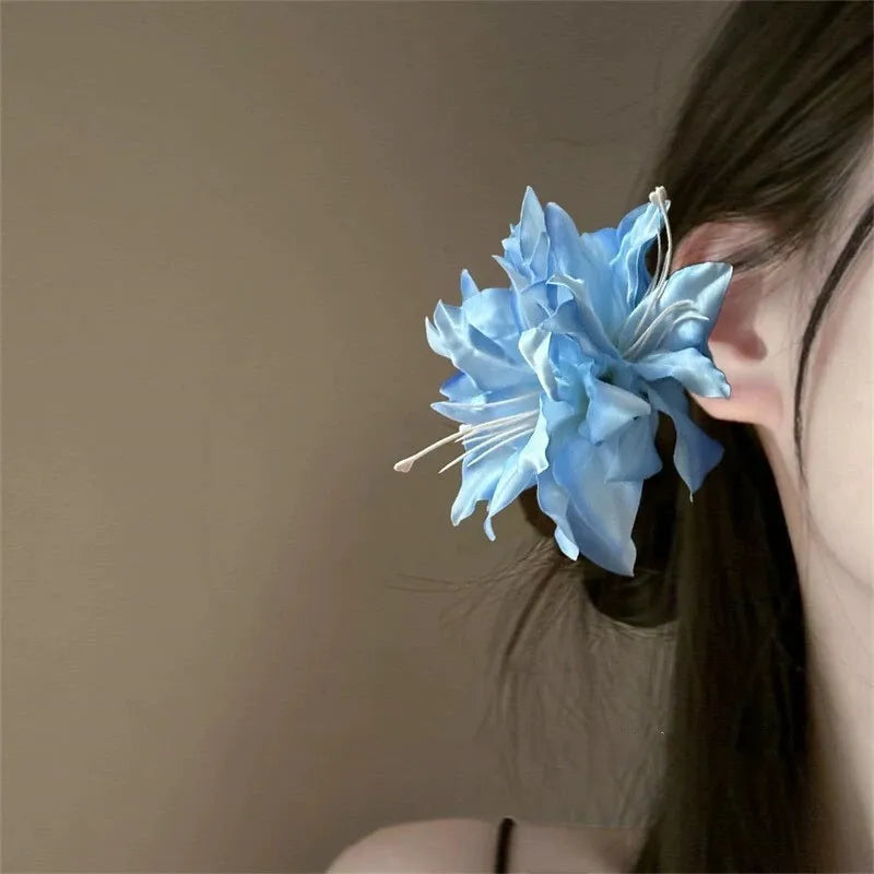 Lily Flower Grasp Clip Fresh Sweet Beach Flowers Claw Barrettes Acetic Acid Hair Clip Hair Commuter Side Hair Accessories