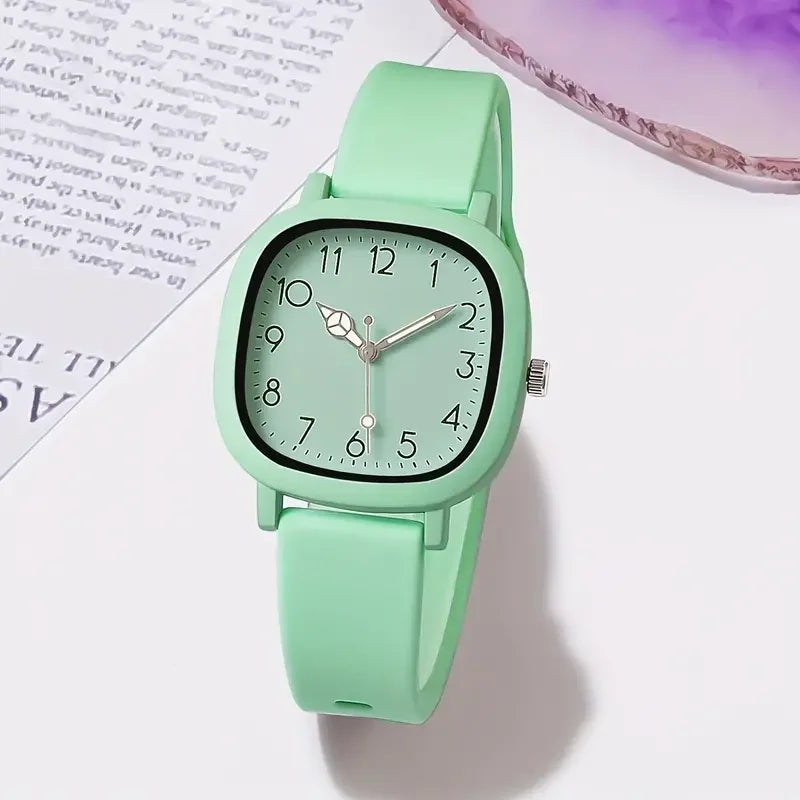 1/10PCS Fashion Square Women Watches Casual Silicone Band Quartz Wristwatch for Girls Clock Reloj Mujer(Without Box)