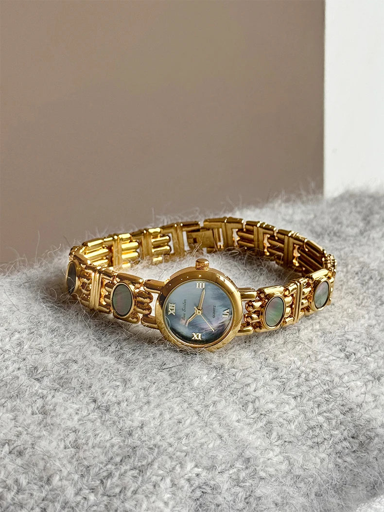 Light Luxury Women's Watches Aurora Natural Shell High Quality Bracelet Quartz Wristwatch Roman Numerals Round Dial Woman Watch