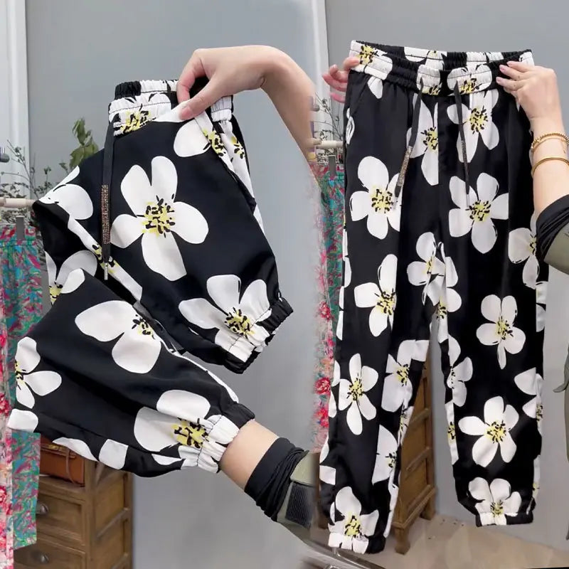 Fashion Leopard High Waist Women's Pants Vintage Casual New Y2K Female Pants Young Streetwear Hip-Hop Straight Trousers 2024