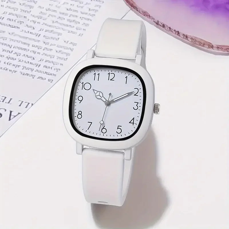 1/10PCS Fashion Square Women Watches Casual Silicone Band Quartz Wristwatch for Girls Clock Reloj Mujer(Without Box)