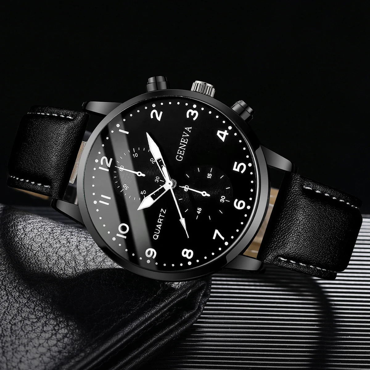 4/5PCS Fashion Men's Watches Man Business Quartz Wristwatch Vintage Leather Bracelets Set Reloj Hombre(Without Box)