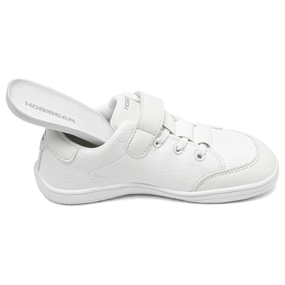 HOBIBEAR Kids Wide Toe Barefoot Shoes Boys Girls Minimalist Sneakers Lightweight Hook Loop Mesh Artificial Leather Shoes