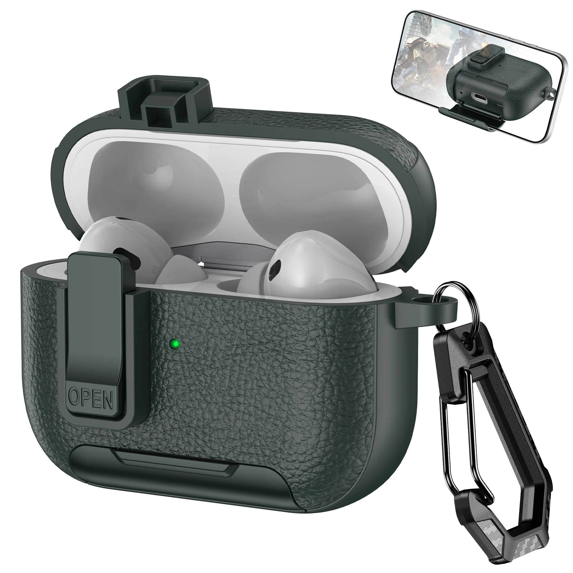 Phone Holder cortex Case For AirPods Pro 3 Bluetooth headset Cover For AirPods Pro 2 or AirPods 1 2 3 4 Pro Case With Hook