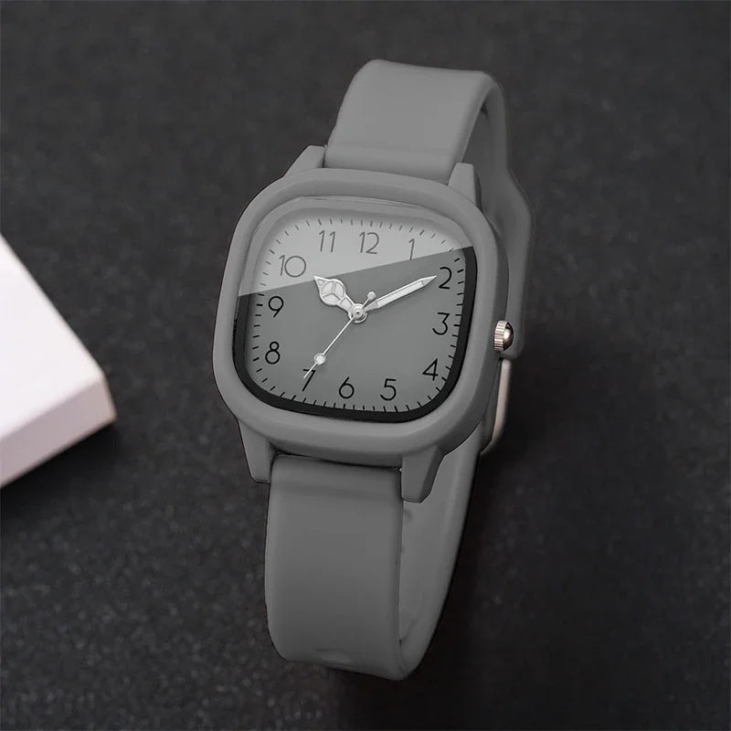 1/10PCS Fashion Square Women Watches Casual Silicone Band Quartz Wristwatch for Girls Clock Reloj Mujer(Without Box)