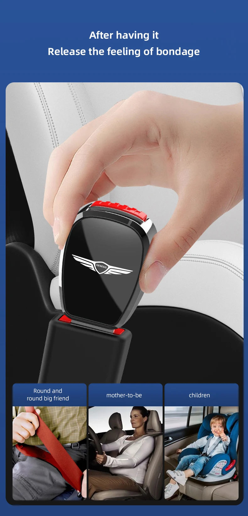 Car Interior Seat belt Clip Metal Extenders Car Accessories For Genesis G80 GV70 GV80 GV60 G70 Essentia Neolun G90 GV90 X