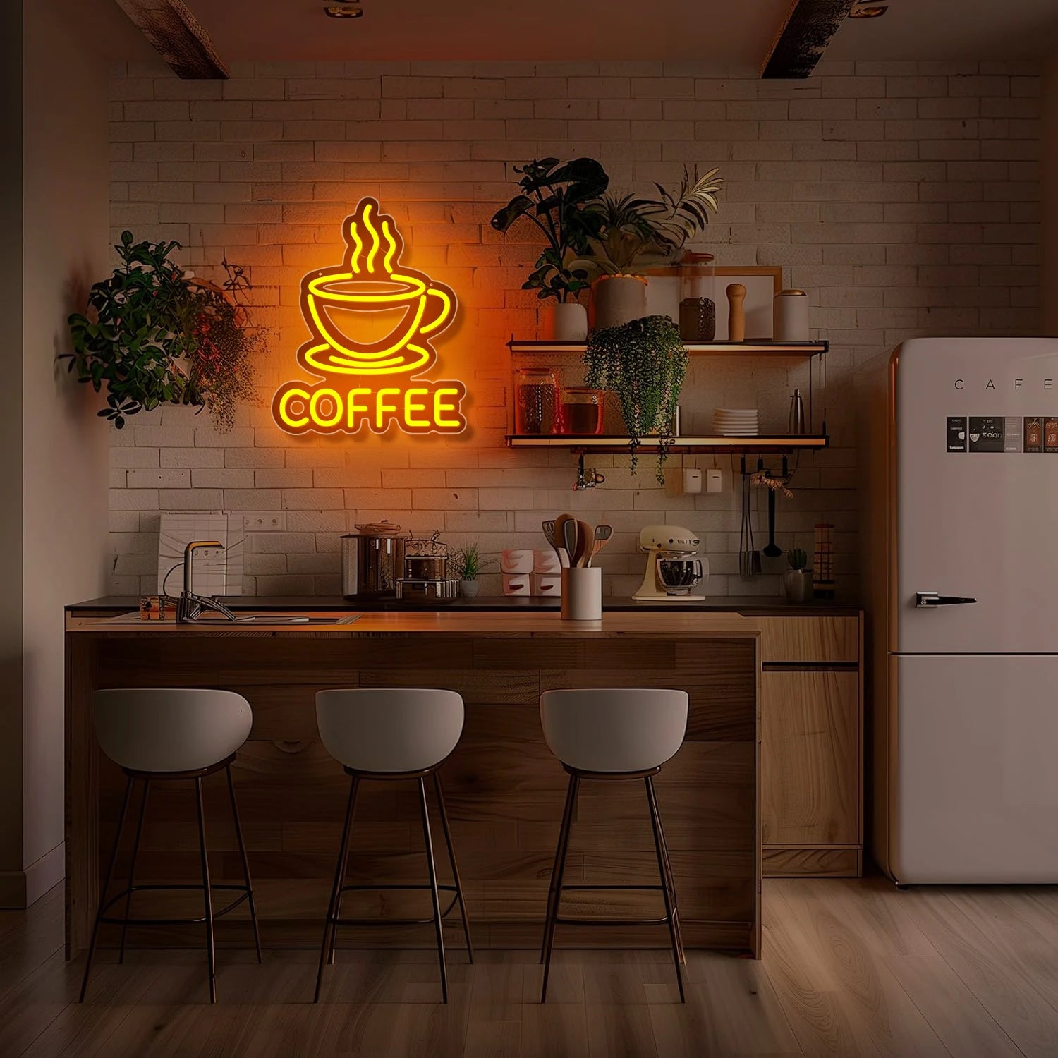 1 pc Bright coffee LED neon sign decoration, used for wall coffee neon signs in coffee bars, coffee shops, and home decor