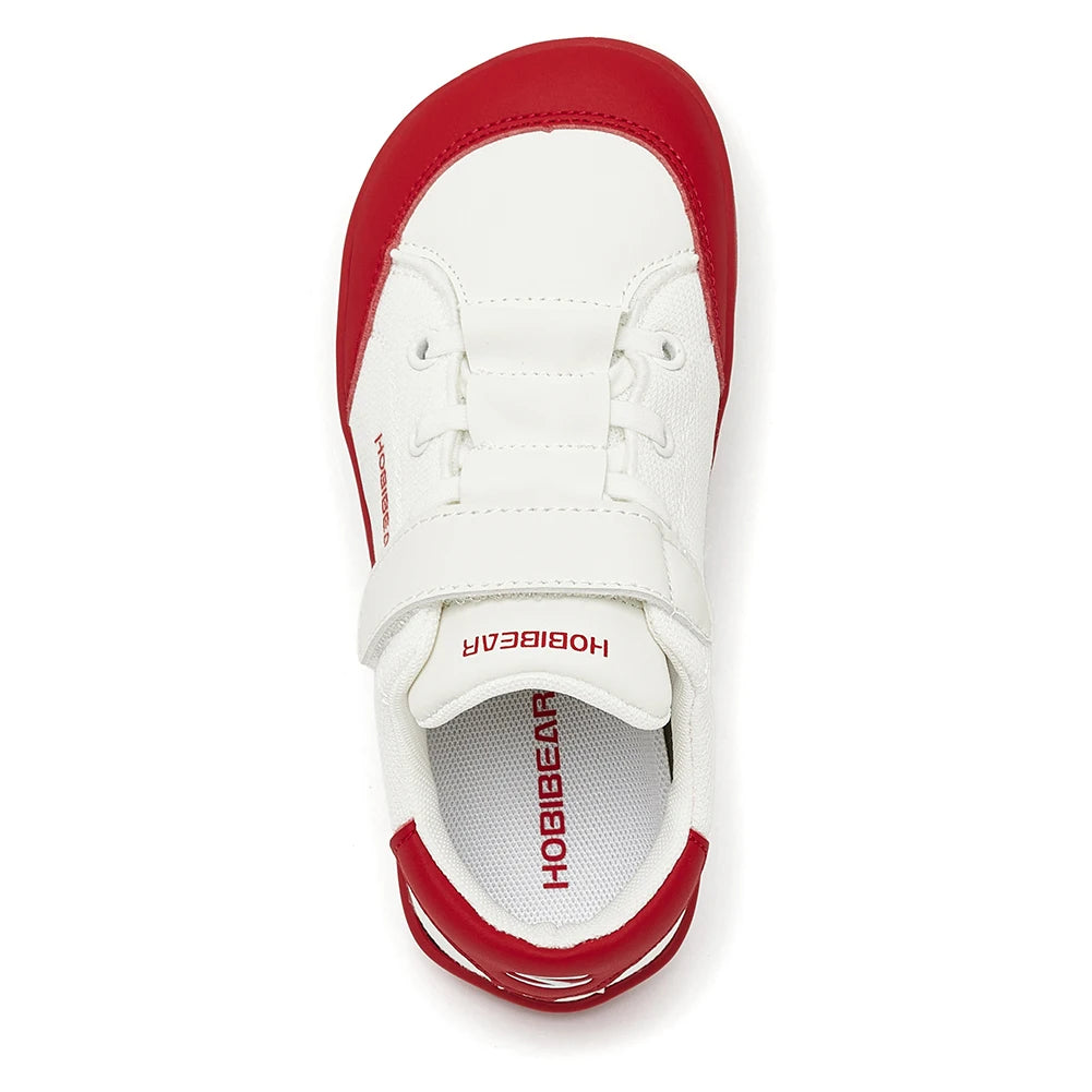 HOBIBEAR Kids Wide Toe Barefoot Shoes Boys Girls Minimalist Sneakers Lightweight Hook Loop Mesh Artificial Leather Shoes