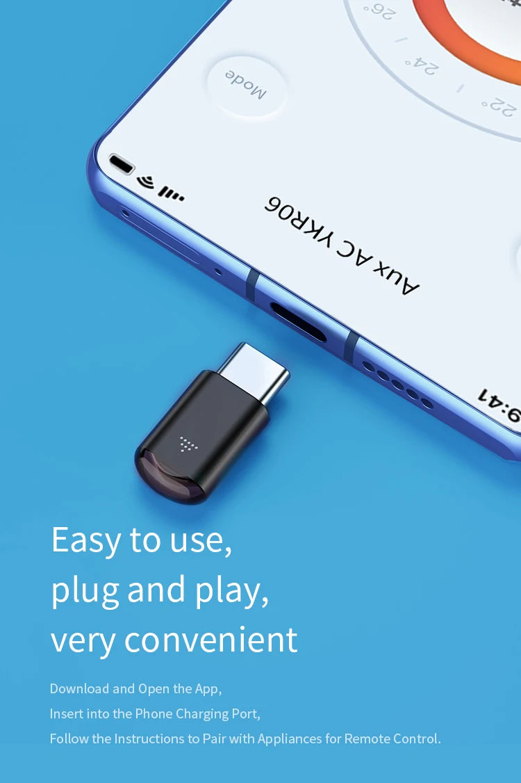 HOMEFISH Type C Smartphone Infrared Transmitter Control Smart App Control Adapter Infrared Remote Suitable for Television