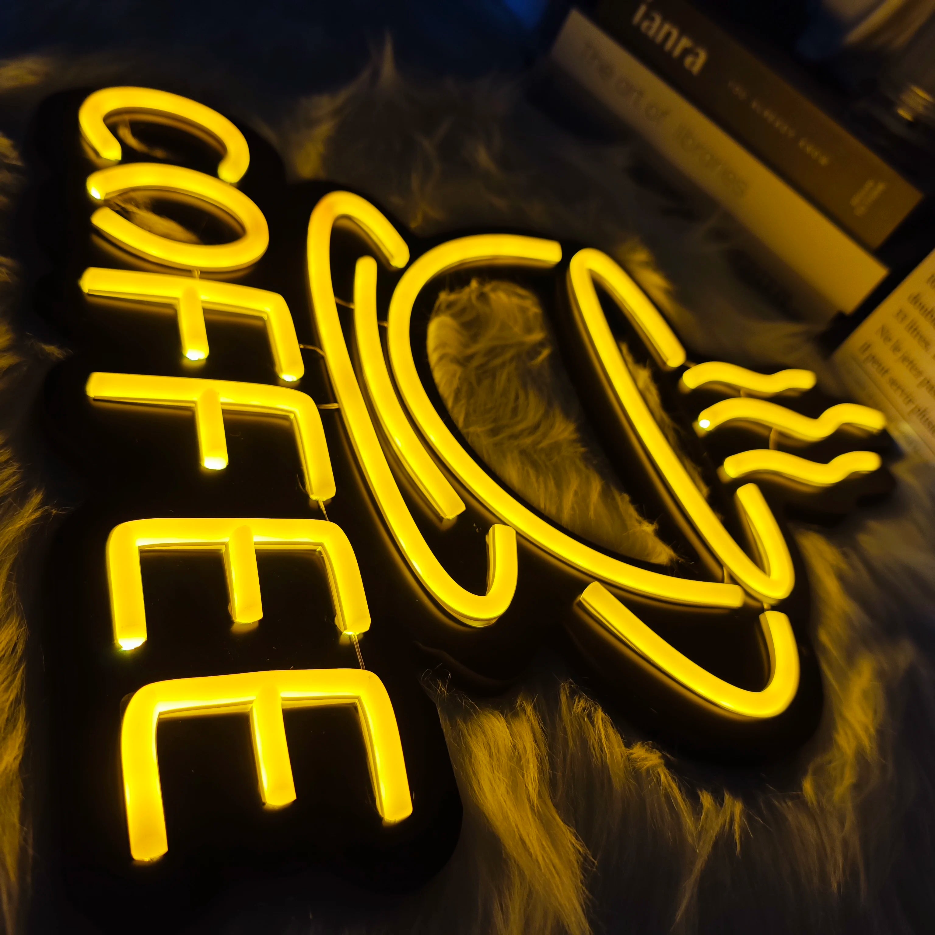 1 pc Bright coffee LED neon sign decoration, used for wall coffee neon signs in coffee bars, coffee shops, and home decor