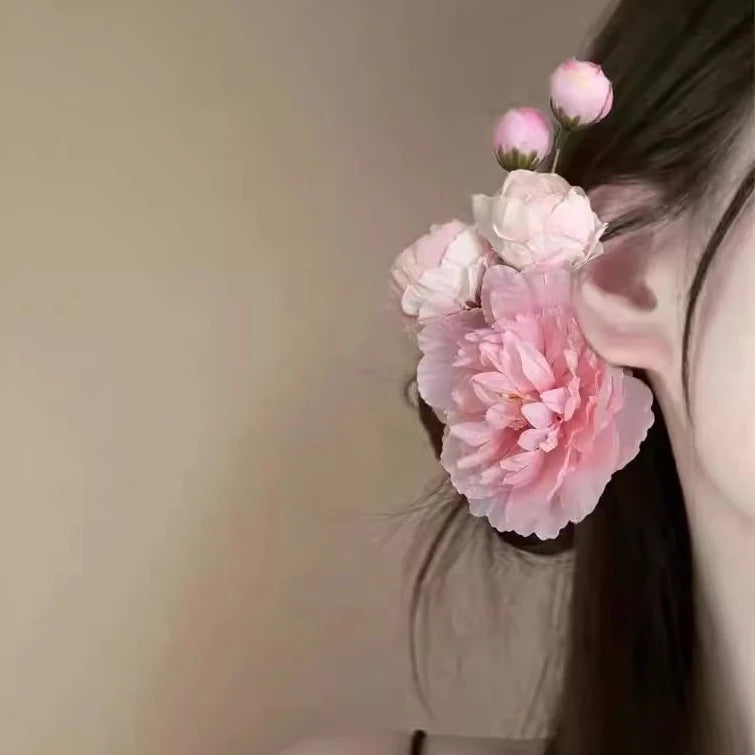 Lily Flower Grasp Clip Fresh Sweet Beach Flowers Claw Barrettes Acetic Acid Hair Clip Hair Commuter Side Hair Accessories