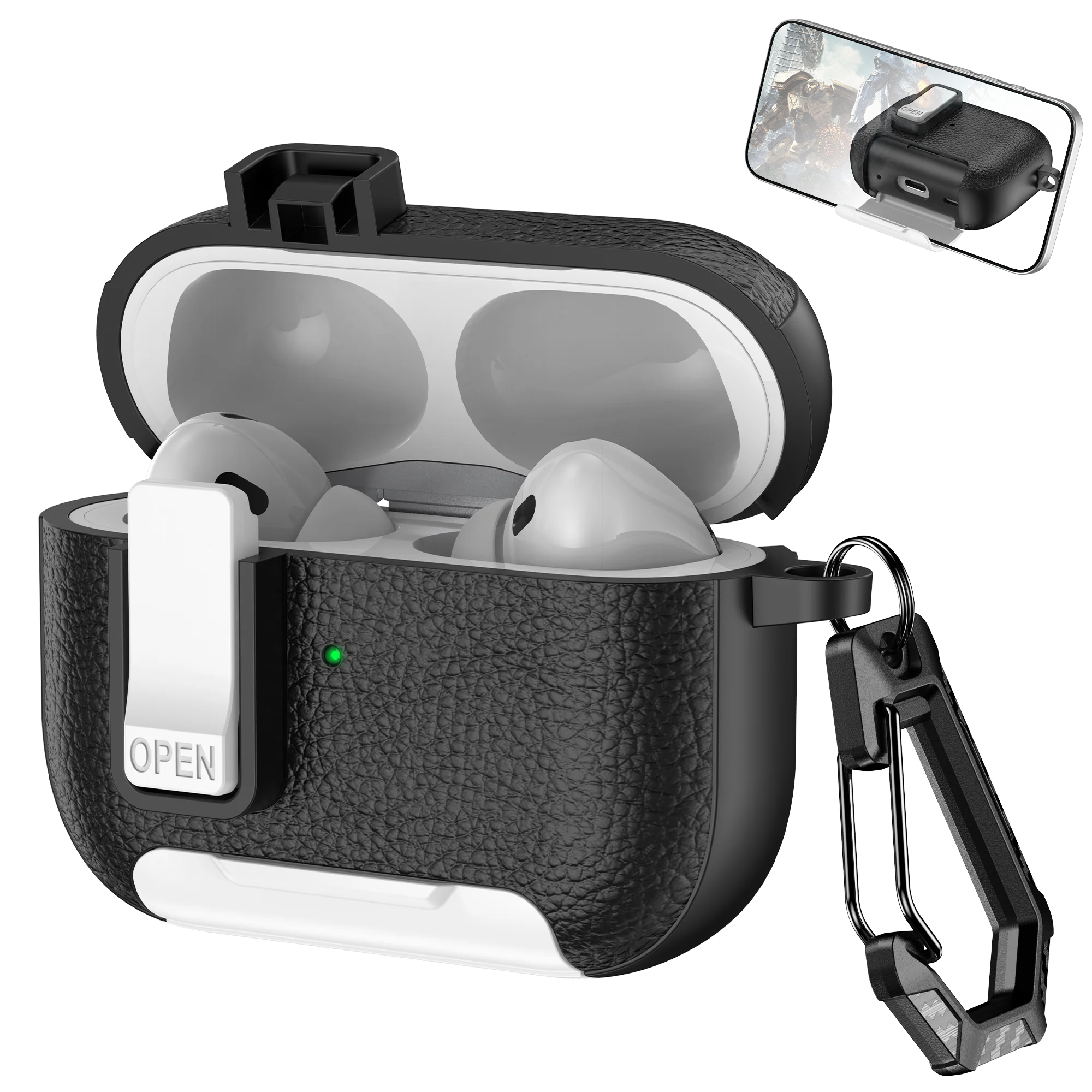 Phone Holder cortex Case For AirPods Pro 3 Bluetooth headset Cover For AirPods Pro 2 or AirPods 1 2 3 4 Pro Case With Hook