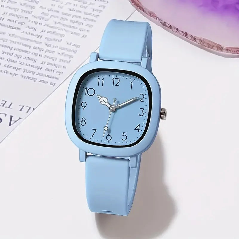 1/10PCS Fashion Square Women Watches Casual Silicone Band Quartz Wristwatch for Girls Clock Reloj Mujer(Without Box)