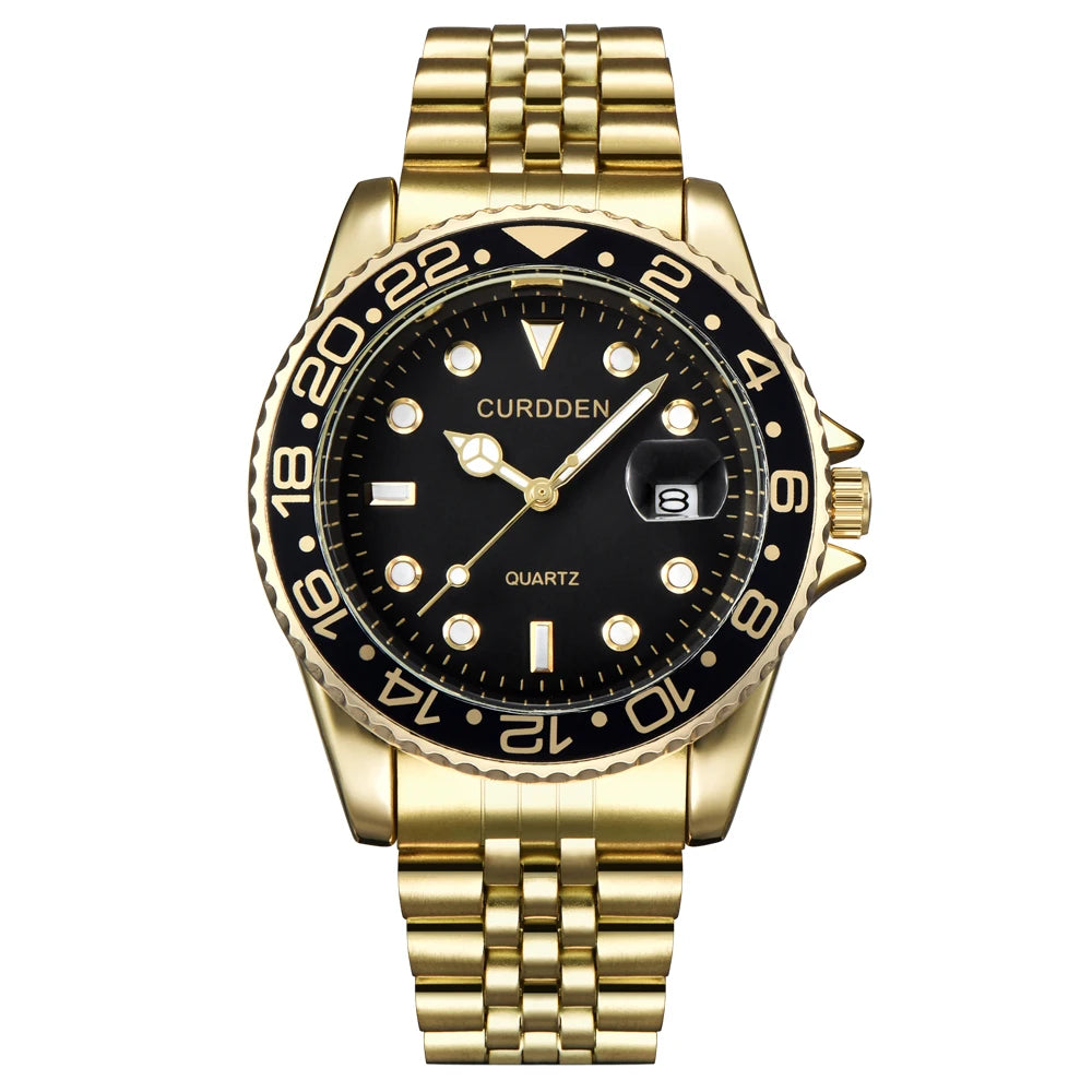 Men Famous Brand Watches Students Boys Fashion Stainless Steel Band Casual Calendar Quartz Watch Green Relogios Masculinos 2024