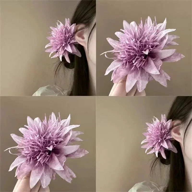 Lily Flower Grasp Clip Fresh Sweet Beach Flowers Claw Barrettes Acetic Acid Hair Clip Hair Commuter Side Hair Accessories