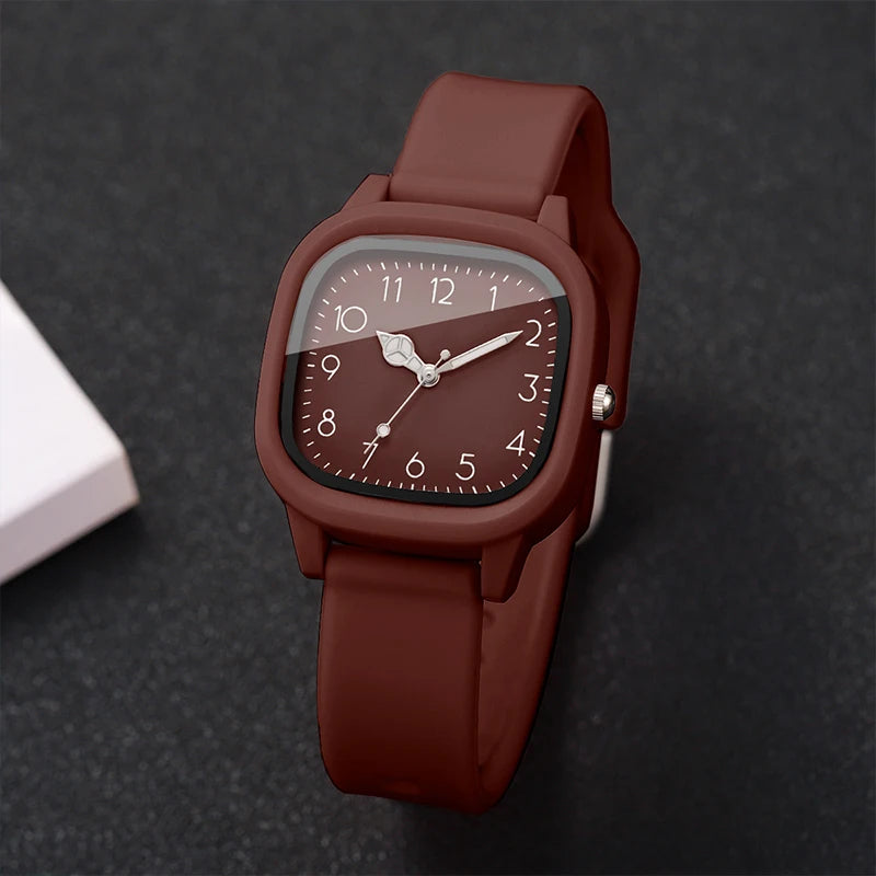 1/10PCS Fashion Square Women Watches Casual Silicone Band Quartz Wristwatch for Girls Clock Reloj Mujer(Without Box)