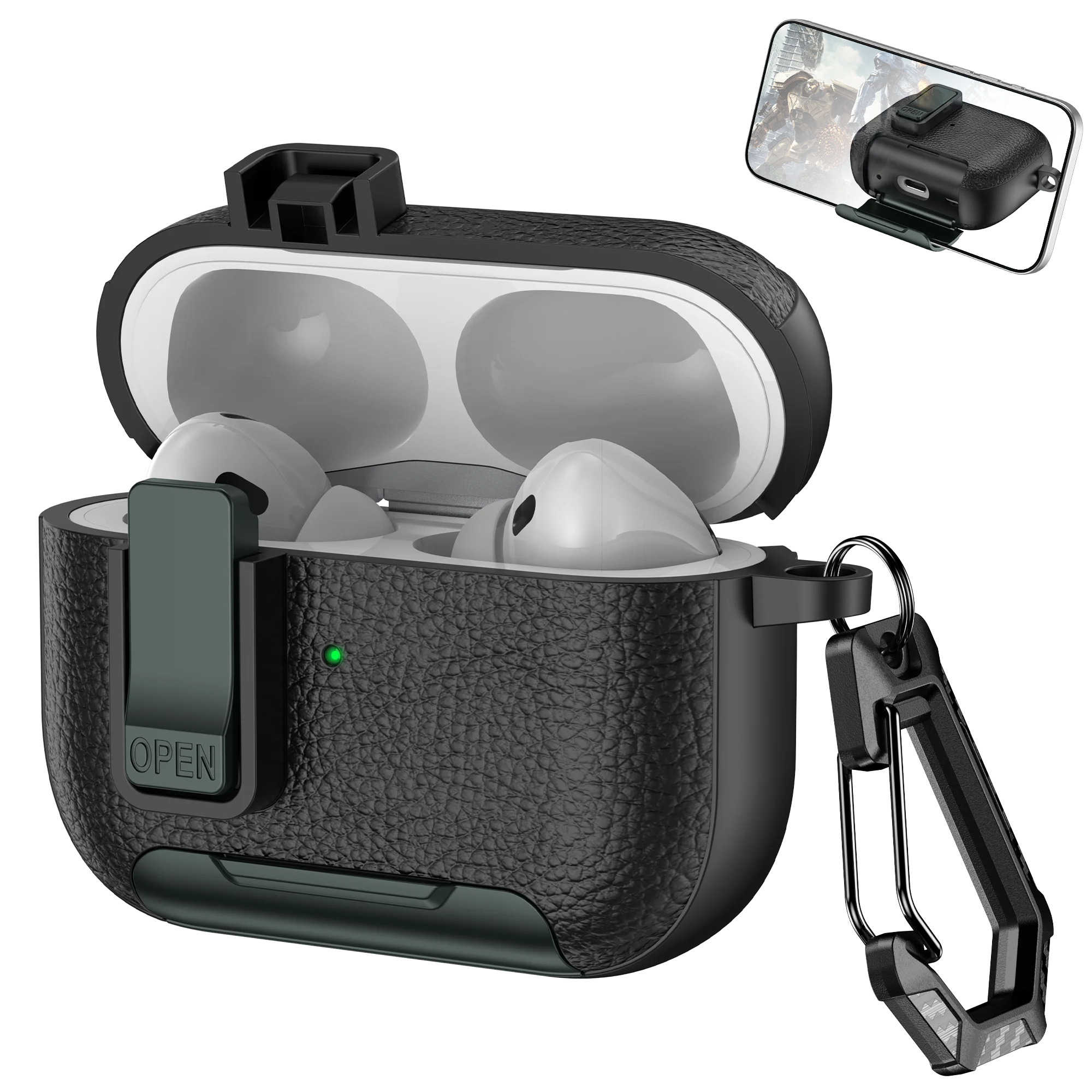 Phone Holder cortex Case For AirPods Pro 3 Bluetooth headset Cover For AirPods Pro 2 or AirPods 1 2 3 4 Pro Case With Hook