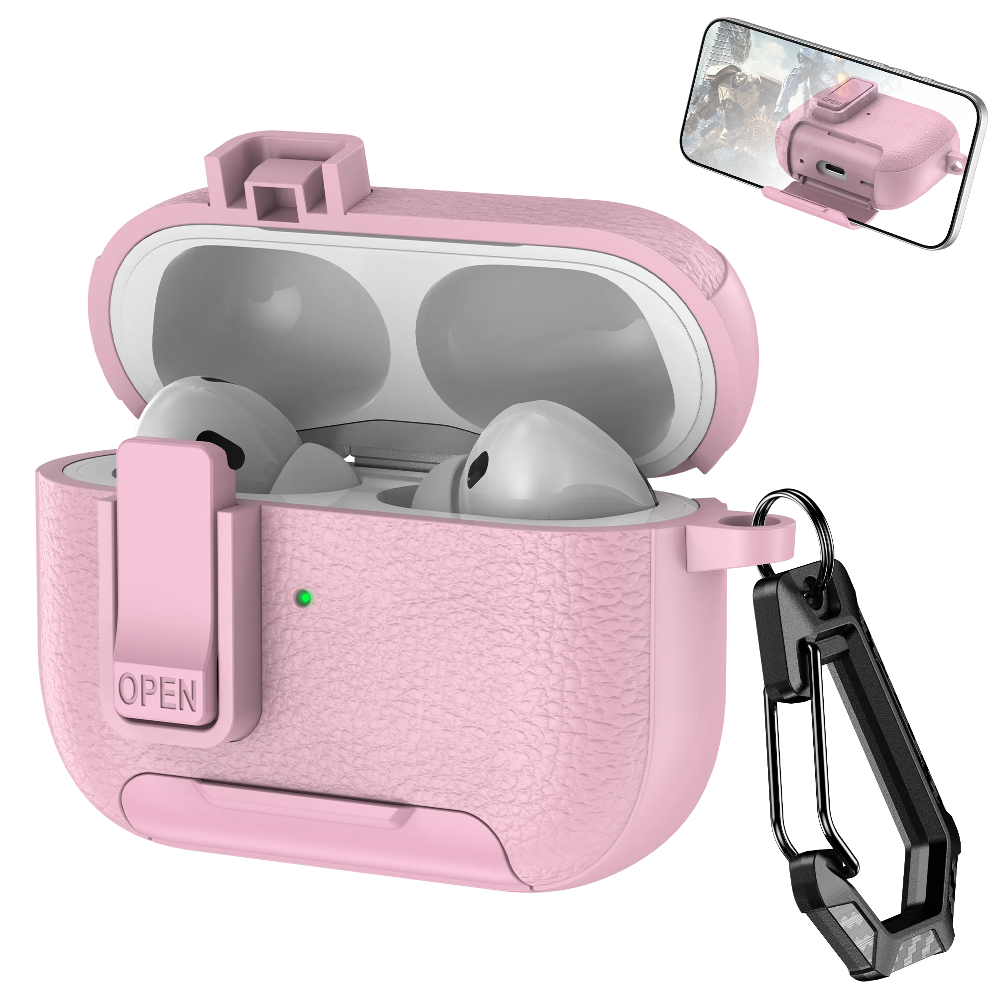 Phone Holder cortex Case For AirPods Pro 3 Bluetooth headset Cover For AirPods Pro 2 or AirPods 1 2 3 4 Pro Case With Hook