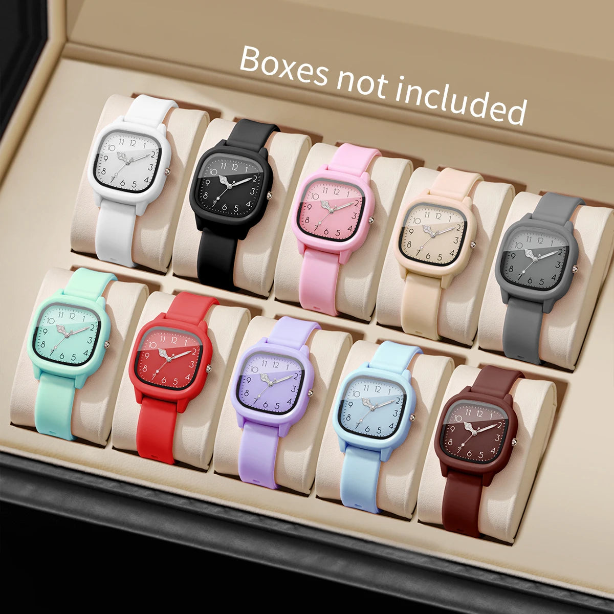 1/10PCS Fashion Square Women Watches Casual Silicone Band Quartz Wristwatch for Girls Clock Reloj Mujer(Without Box)