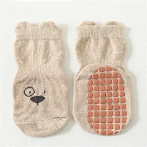 3/5 Pairs Baby Adorable Animals Pattern Non Slip Floor Socks, Breathable Casual Socks for Boys and Girls Kids Indoor Activities