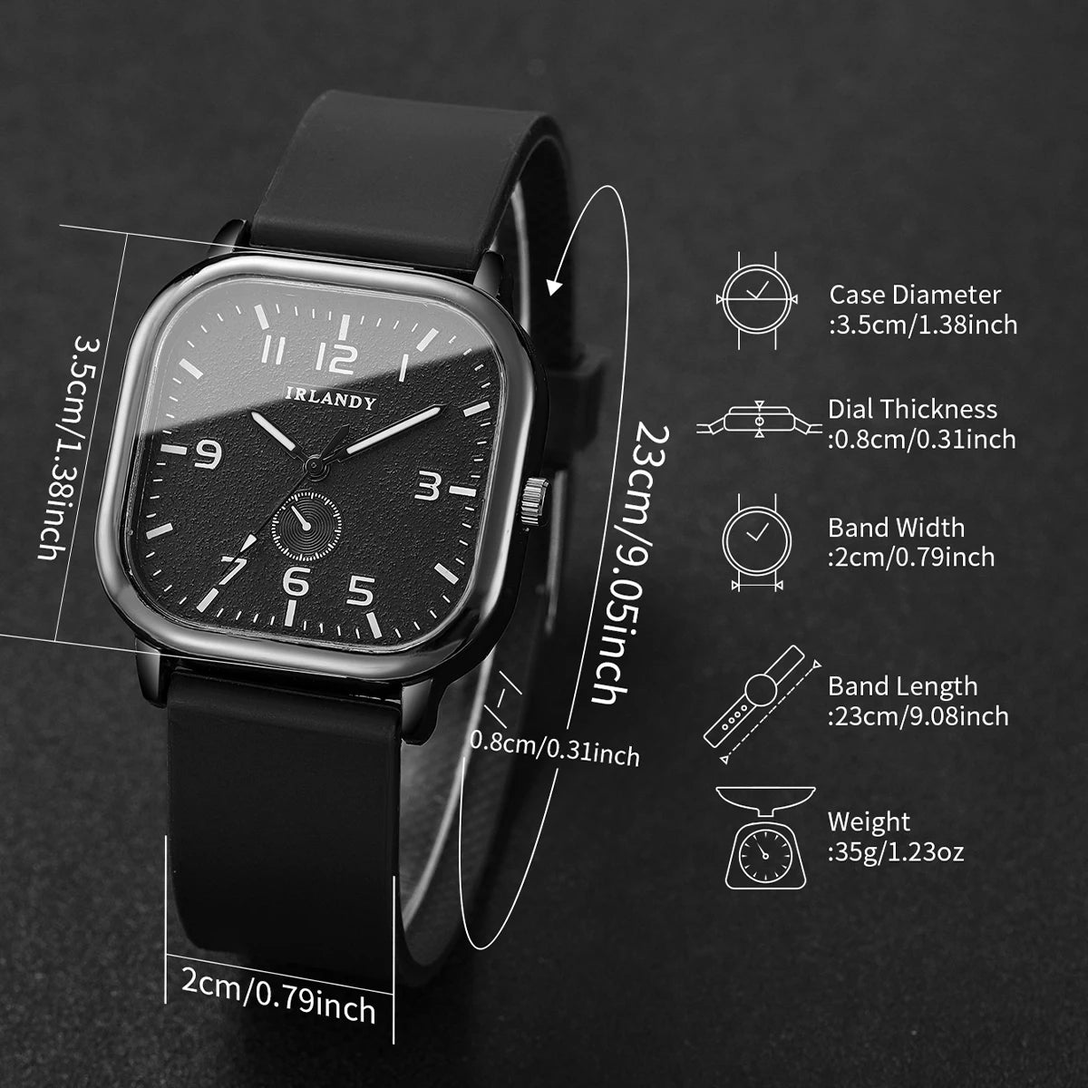 Fashion Square Women's Watch Casual Silicone Strap Quartz Watches Sports Wristwatch For Men Women Students(Without Box)